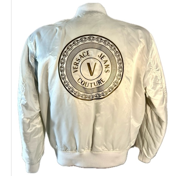 Versace Baroque Reversible Bomber Jacket in Gold and White size L $350 - Picture 1 of 8